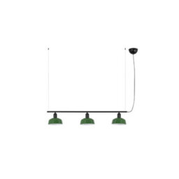 Luminosa Lighting Luminosa Tatawin Small Bar Pendant Ceiling Light Black, Gloss Green 3X E27