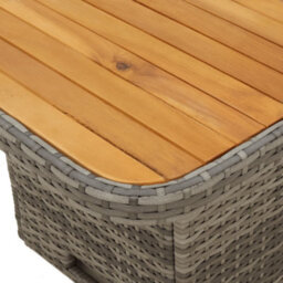 Berkfield Garden Table Grey 110X110X71 Cm Poly Rattan And Acacia Wood - thumbnail 9
