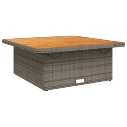 Berkfield Garden Table Grey 110X110X71 Cm Poly Rattan And Acacia Wood - thumbnail 7