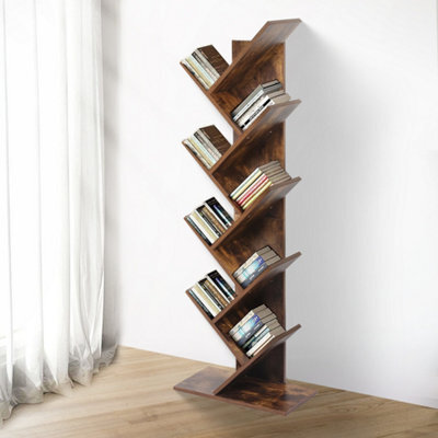 Levede 8 Tier Wooden Bookshelf Tree Bookcase Home Display Storage Stand - image 1