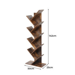 Levede 8 Tier Wooden Bookshelf Tree Bookcase Home Display Storage Stand - thumbnail 4