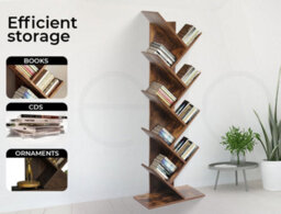 Levede 8 Tier Wooden Bookshelf Tree Bookcase Home Display Storage Stand - thumbnail 5