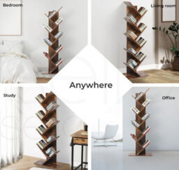 Levede 8 Tier Wooden Bookshelf Tree Bookcase Home Display Storage Stand - thumbnail 9