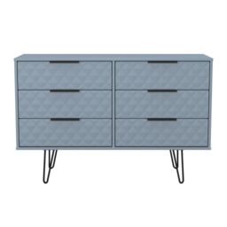 Anzio Matt Denim Blue No Effect 6 Drawer Chest (H)737mm (W)1130mm (D)395mm - thumbnail 2