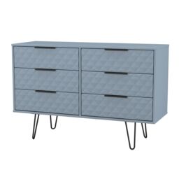 Anzio Matt Denim Blue No Effect 6 Drawer Chest (H)737mm (W)1130mm (D)395mm - thumbnail 3