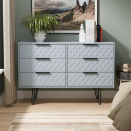 Anzio Matt Denim Blue No Effect 6 Drawer Chest (H)737mm (W)1130mm (D)395mm - thumbnail 1