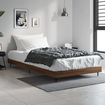Berkfield Bed Frame Brown Oak 100X200 Cm Engineered Wood - image 1