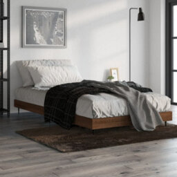 Berkfield Bed Frame Brown Oak 100X200 Cm Engineered Wood - thumbnail 4