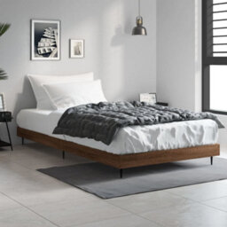 Berkfield Bed Frame Brown Oak 100X200 Cm Engineered Wood - thumbnail 1