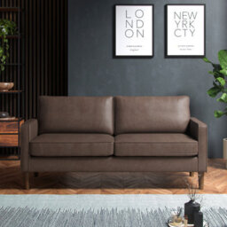 Furnishings For Less UK Bexhill Brown Faux Leather 3 Piece Sofa Suite 3 Seater And 2 Armchairs - thumbnail 4