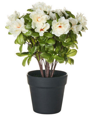 Wyld And Coco Artificial Potted Rhododendron Plant White Flowers 36 Cm - Ready To Display - image 1