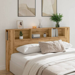 Berkfield Headboard Cabinet Artisian Oak 200X18.5X102.5 Cm Engineered Wood - thumbnail 3
