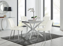 Furniturebox Uk Lira 100 Extending Dining Table And 4 Cream Pesaro Silver Leg Chairs - thumbnail 1