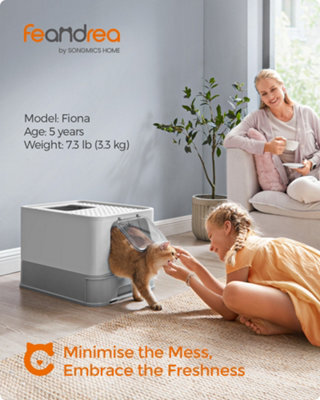 LEDREM Hidden Cat Litter Box, Cat Litter Tray With Hood, Slide-Out Tray, Scoop, Brush, Spacious For Large Cats, Max. Load 15 Kg - image 1
