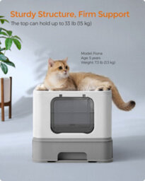 LEDREM Hidden Cat Litter Box, Cat Litter Tray With Hood, Slide-Out Tray, Scoop, Brush, Spacious For Large Cats, Max. Load 15 Kg - thumbnail 6