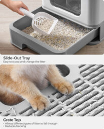 LEDREM Hidden Cat Litter Box, Cat Litter Tray With Hood, Slide-Out Tray, Scoop, Brush, Spacious For Large Cats, Max. Load 15 Kg - thumbnail 4