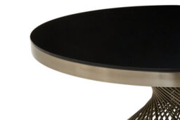 Orsina Coffee Table With Silver Base, Round Black Glass Top Modern Coffee Table, Contemporary Coffee Table - thumbnail 3