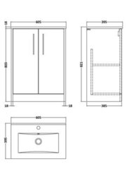 Hudson Reed Juno Floor Standing 2 Soft Close Door Vanity Unit With Minimalist 1 Tap Hole Basin In Metallic Slate Finish, 600mm - thumbnail 7