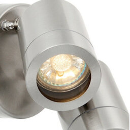 Ip44 Outdoor Adjustable Spotlight Brushed Steel Twin Gu10 Dimmable Up Down Light - thumbnail 3