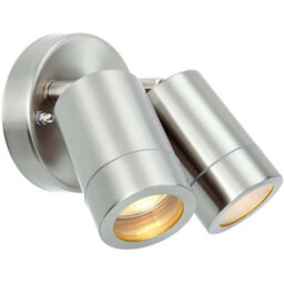 Ip44 Outdoor Adjustable Spotlight Brushed Steel Twin Gu10 Dimmable Up Down Light - thumbnail 1