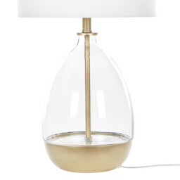 Beliani Table Lamp - Clear Glass Base With Gold Accents, White Empire Shade, Bedside Light (W33 X D33 X H63Cm) - thumbnail 7