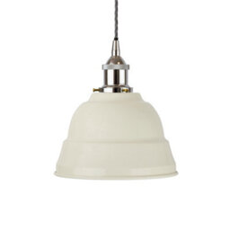 Clay White Lincoln Painted Dome Pendant Light With Nickel Lamp Holder And Grey Twisted Cable - Se Home - thumbnail 1