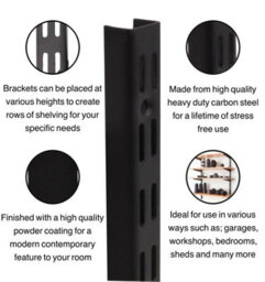Afit Black Twin Slot Uprights 170mm - Pack Of 2 - Genuine 32mm Twin Slot Adjustable Wall Shelving - thumbnail 6