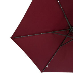 Sundaze Wine Red 2.5M  Round Garden Parasol Umbrella Outdoor Patio Solar Led Lights Crank Tilt With Base - thumbnail 4