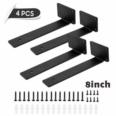 8 Inch-4Pcs Heavy Duty Black Cast Iron Shelf Brackets, Floating Shelf Supports - image 1