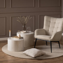 Furniture To Go Dice Round Coffee Table Set In Light Travertine Effect - thumbnail 7