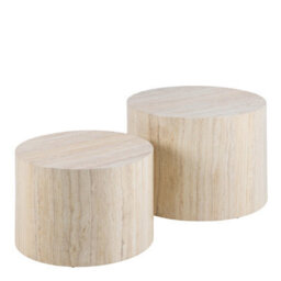 Furniture To Go Dice Round Coffee Table Set In Light Travertine Effect - thumbnail 1