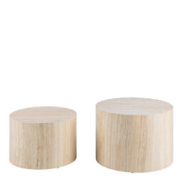 Furniture To Go Dice Round Coffee Table Set In Light Travertine Effect - thumbnail 2