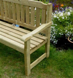 Fully Assembled Pressure Treated Wooden Garden Bench - 3 Seater 5Ft Wide (1640mm) - No Install Required - thumbnail 4
