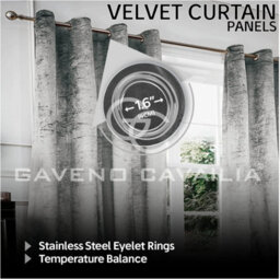 Gc Gaveno Cavailia Crushed Velvet Curtains 66X72 Grey Thermal Insulated Door Curtains, Eyelet Panels - thumbnail 3