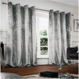 Gc Gaveno Cavailia Crushed Velvet Curtains 66X72 Grey Thermal Insulated Door Curtains, Eyelet Panels