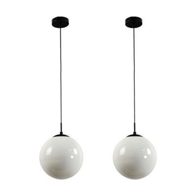 First Choice Lighting Set Of 2 Grosvenor  - Black Pendant Lights With Glass Globes - image 1