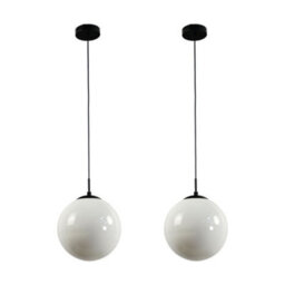 First Choice Lighting Set Of 2 Grosvenor  - Black Pendant Lights With Glass Globes - thumbnail 1
