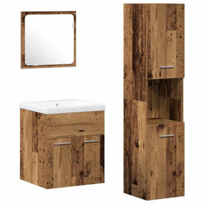 Berkfield Modern 4 Piece Bathroom Furniture Set - Old Wood Engineered Wood - image 1