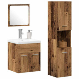 Berkfield Modern 4 Piece Bathroom Furniture Set - Old Wood Engineered Wood - thumbnail 3