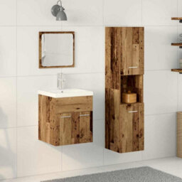 Berkfield Modern 4 Piece Bathroom Furniture Set - Old Wood Engineered Wood - thumbnail 2