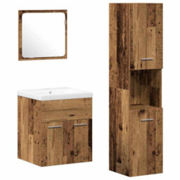 Berkfield Modern 4 Piece Bathroom Furniture Set - Old Wood Engineered Wood - thumbnail 1