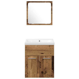 Berkfield Modern 4 Piece Bathroom Furniture Set - Old Wood Engineered Wood - thumbnail 8