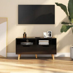 Walplus Tv Cabinet High Gloss Black 90X40X48.5 Cm Engineered Wood - thumbnail 1