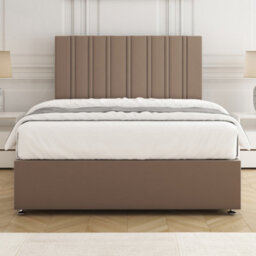 Bsspoke Sienna Divan Bed Set In Mink Plush Velvet 24Inch Headboard & No Mattress No Drawers In Single Double King 4Ft 6Ft - thumbnail 2