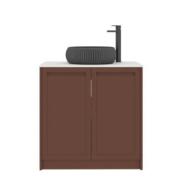 Royal Bathrooms Royal Bathroom Elmore 800mm Terracotta Clay Freestanding Bathroom Vanity Unit 2 Door Plain White Worktop With Milan Black Basin - thumbnail 7