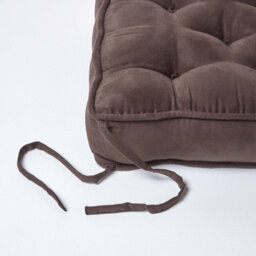 Homescapes Chocolate Brown Faux Suede Dining Chair Booster Cushion - thumbnail 4