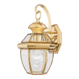 Elegant Outdoor Ip44 Wall Light In Polished Brass With Led E27 Bulb