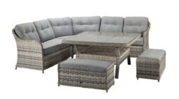 Signature Weave Constance Wicker Large Corner Sofa Dining Table Set Benches Grey - thumbnail 4
