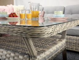Signature Weave Constance Wicker Large Corner Sofa Dining Table Set Benches Grey - thumbnail 3