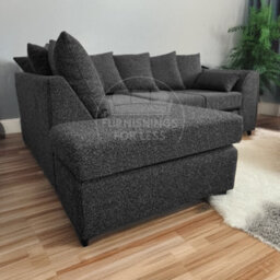Furnishings For Less UK Paris Charcoal Boucle Fabric 4 Seater L Shaped Left Hand Corner Sofa Scatter - thumbnail 2